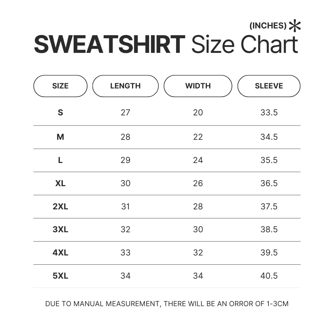 Sweatshirt Size Chart - IDKHow Shop