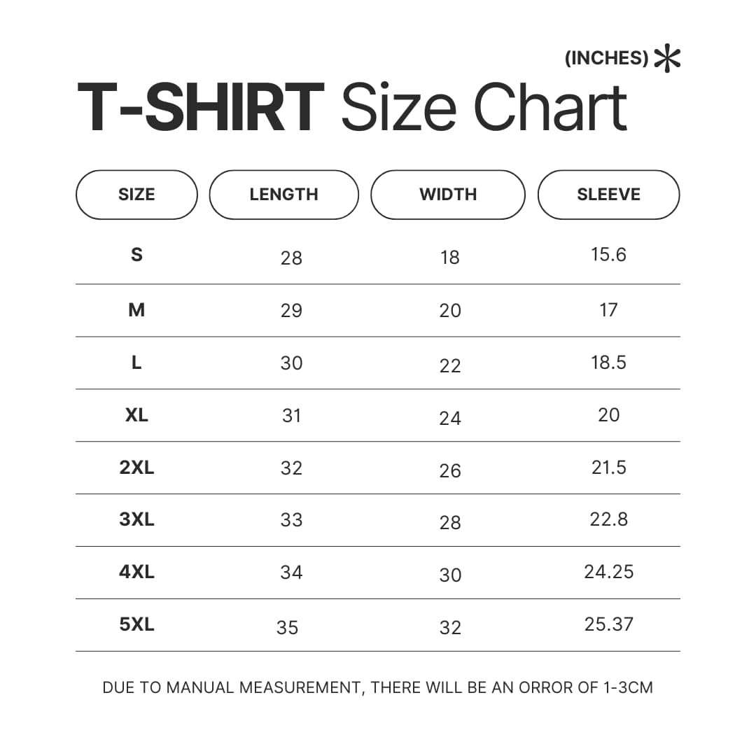T shirt Size Chart - IDKHow Shop