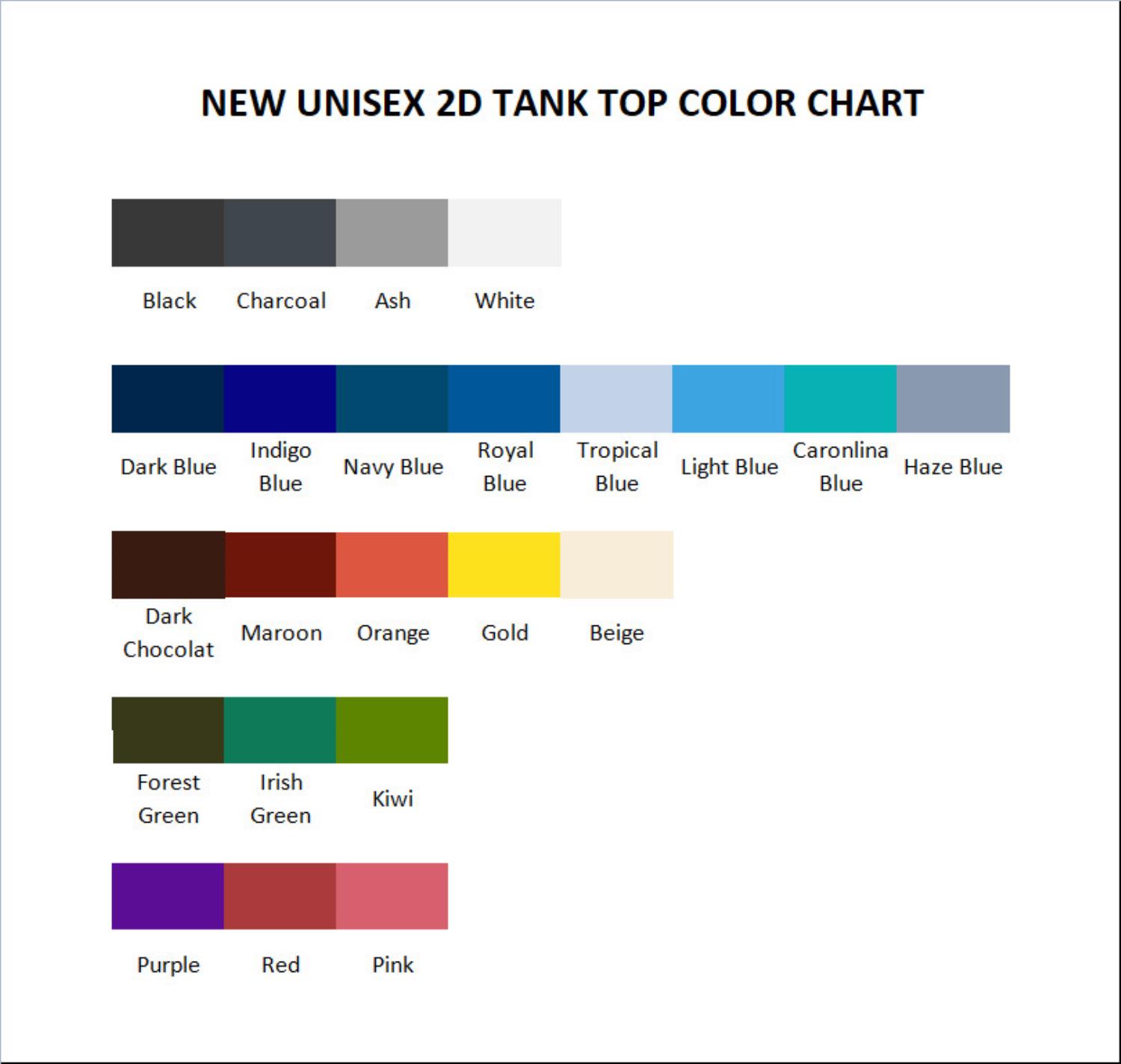 tank top color chart - IDKHow Shop